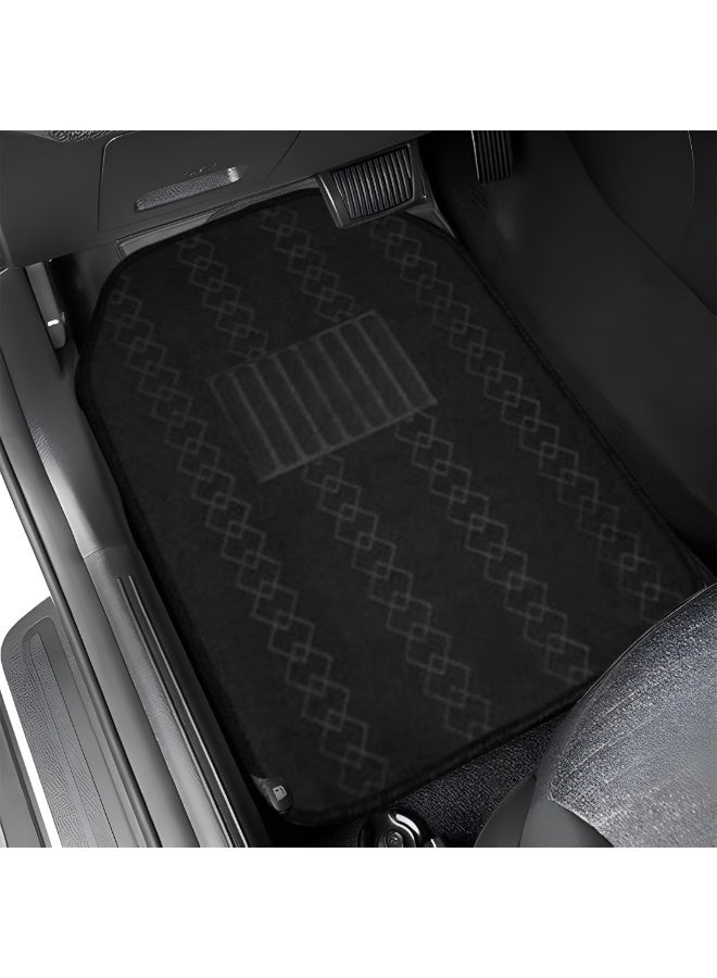 BYSON حصائر سيارات عالمية 5 قطع متينة بتصميم ماسي - حصائر أرضية فاخرة مقاومة للماء لجميع الأحوال الجوية للسيدان وSUVs، حماية داخلية مضادة للانزلاق، ملحقات سيارات سهلة التنظيف (أسود) - Image 5