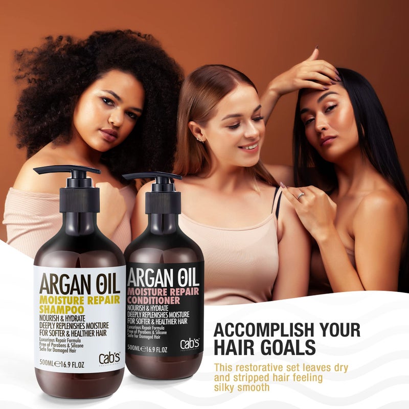 Cab's Argan Oil Shampoo and Conditioner Set for Women and Men - Best Gift for Damaged, Thinning Hair, Curly or Frizzy Hair - Paraben Free 2 x 16.9 fl oz - Image 4