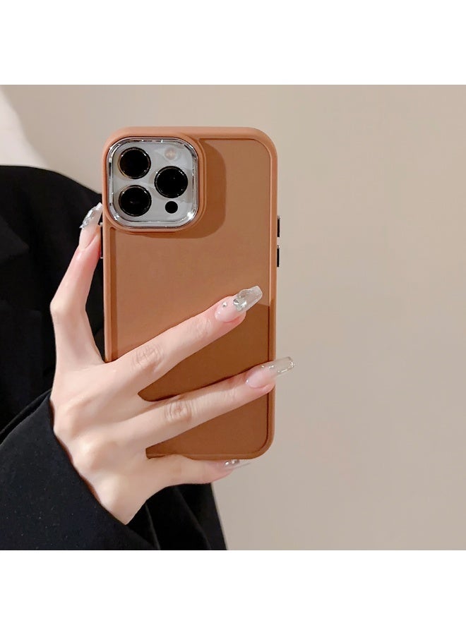 NIBEMINENT Electroplated Lenses Protective TPU Case Cover For iPhone 17, Brown