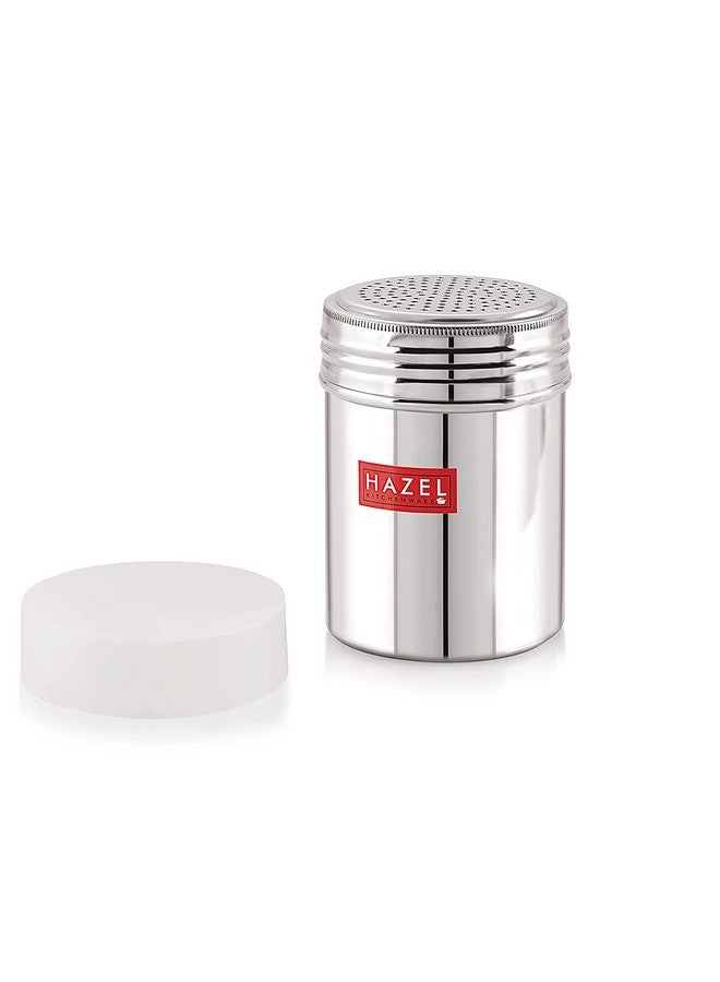 Hazel هزاز هازيل من الفولاذ المقاوم للصدأ مع غطاء بلاستيكي | سعة 310 مل بدون مقبض | وعاء ملح وفلفل وهزاز مسحوق الكاكاو والشوكولاتة - Image 5
