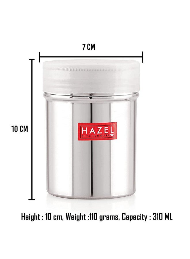 Hazel هزاز هازيل من الفولاذ المقاوم للصدأ مع غطاء بلاستيكي | سعة 310 مل بدون مقبض | وعاء ملح وفلفل وهزاز مسحوق الكاكاو والشوكولاتة - Image 4