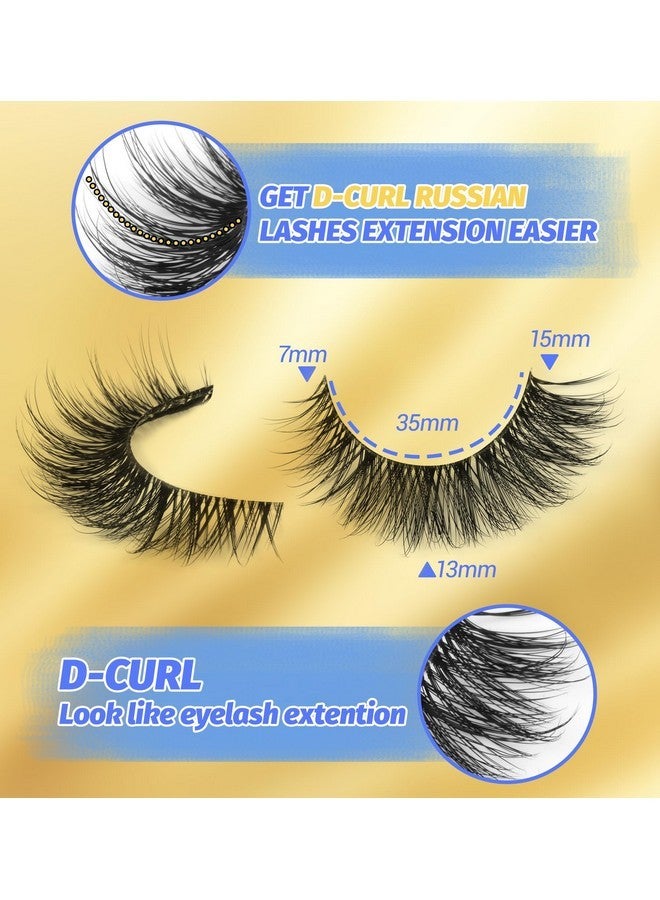 zanlufly Elashes Russian Strip Lashes D Curl Wispy Natural Look Zanlufly Lashes Like Eyelash Extension Fluffy Transparent Band Cat Eye Fake Eyelashes Pack - Image 2