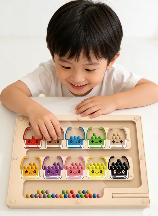 Magnetic Educational Toy,Color and Number Maze Board, Safe Wooden Game for Fine Motor Skills, Ideal Gift for Boys and Girls - Image 1