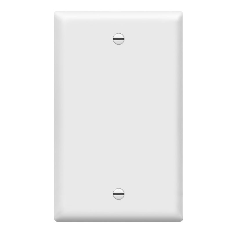 ENERLITES لوحة جدارية غطاء فارغ ENERLITES، تشطيب لامع، حجم قياسي 1-جماعة 4.50" × 2.76"، بولي كربونات حراري بلاستيكي، 8801-W، أبيض - Image 1
