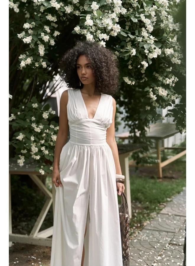 Bohemai Emilia Corset Detail Beige Long Dress
