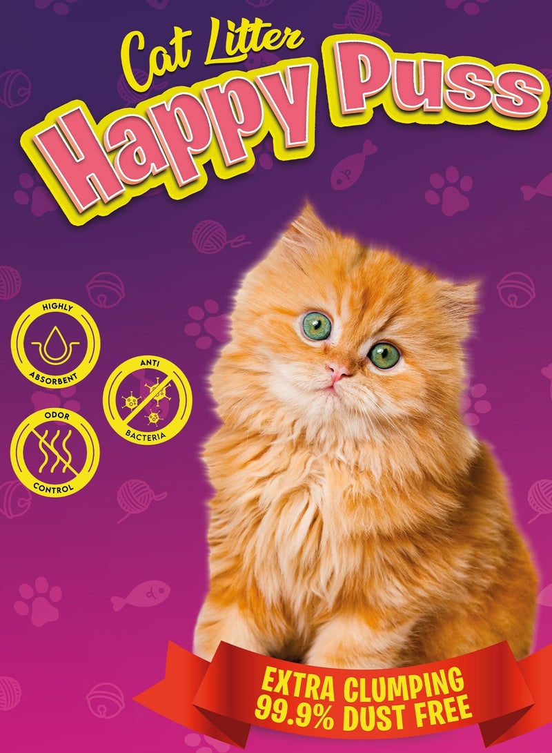 HAPPY PUSS EXTRA CLUMPING PERFUMED BENTONITE CAT LITTER 20L LAVENDER SCENT - Image 5