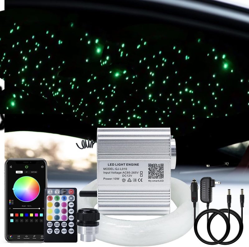 AKEPO Upgraded 10W Twinkle+Music Effect+APP Control Fiber Optic Lights kit for Star Ceiling Sky Light Car/Home, RGBW Light Engine+Optical Fiber Cable 295pcs of 9.8ft/3m(0.03+0.04+0.06in)+28key Remote - Image 1