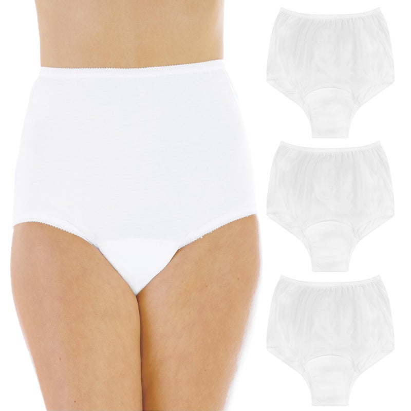 Wearever Womens Cotton Comfort Incontinence Panties for Bladder Control with Regular Absorbency  Reusable  Washable Leak Proof Underwear for Women Pack of 3 White 3X Fits Hip Sizes 4951