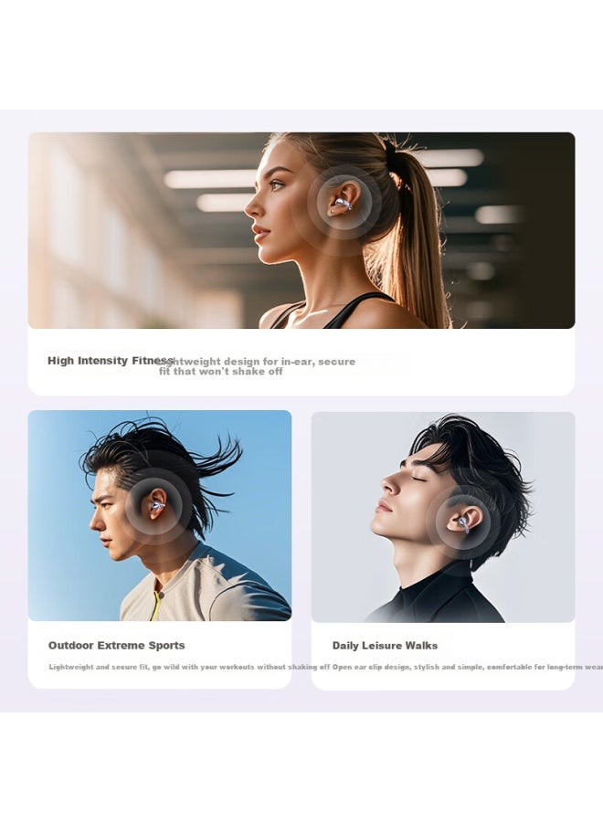 Ikf Air Clip Art Edition Bluetooth Earphones Ear-hook Wireless Open Bone Conduction Hifi Sound Quality Cloud Sensing Sports Long Battery Life Student Warm Cloud White - Image 5