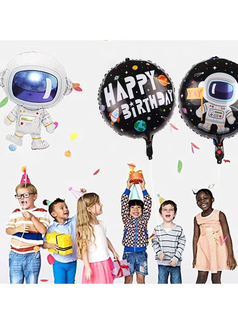 روعة مجموعة من 5 بالونات ”عيد ميلاد سعيد“ ، زينة أعياد الميلاد ، مجموعة بالونات ذهبية للأطفال ، حفلة للأولاد ، بالونات هيليوم للأولاد (رائد فضاء) - Image 4