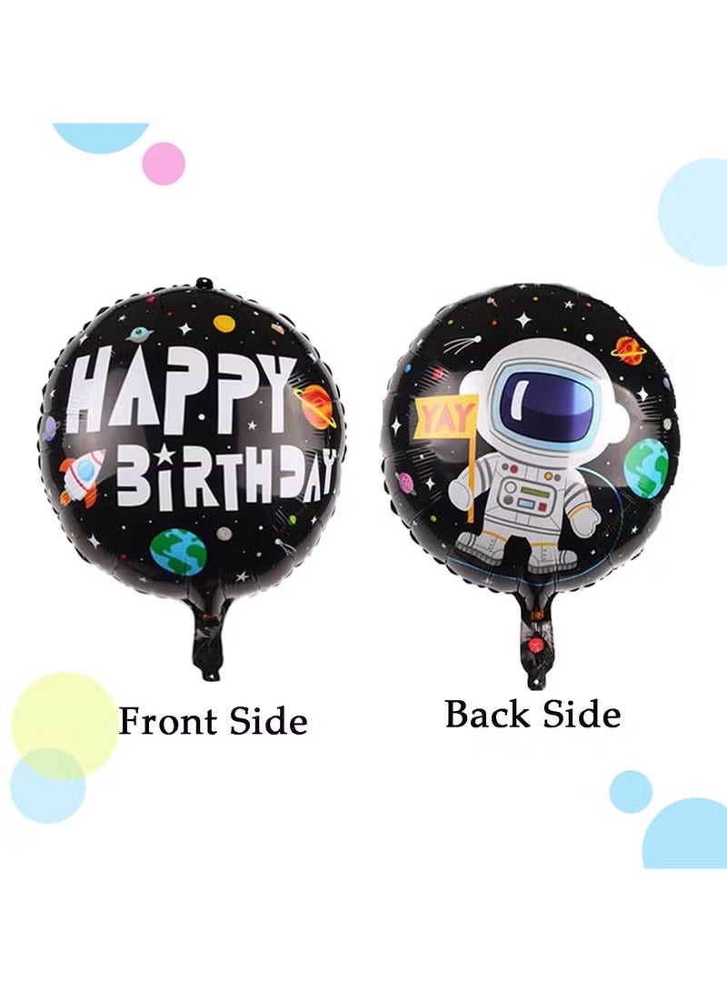 روعة مجموعة من 5 بالونات ”عيد ميلاد سعيد“ ، زينة أعياد الميلاد ، مجموعة بالونات ذهبية للأطفال ، حفلة للأولاد ، بالونات هيليوم للأولاد (رائد فضاء) - Image 3