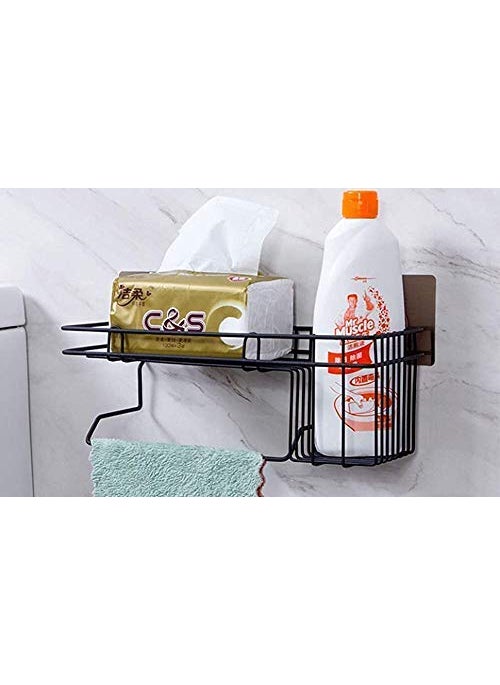 AP SALES AP SALES SelfAdhesive Metal Bathroom and Kitchen Multipurpose Rack with Towel and Tissue Holder Towel Holder Wardrobe Hanging Organizer Bathroom Storage Rack  - Image 5