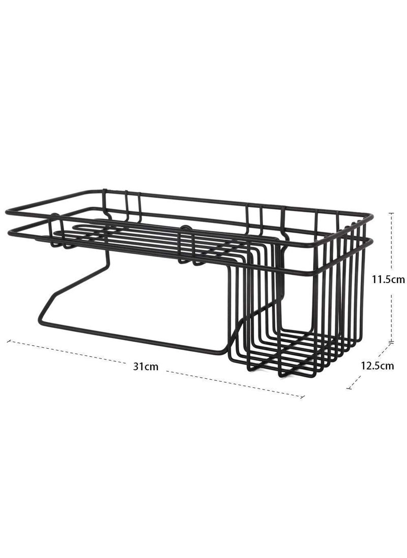 AP SALES AP SALES SelfAdhesive Metal Bathroom and Kitchen Multipurpose Rack with Towel and Tissue Holder Towel Holder Wardrobe Hanging Organizer Bathroom Storage Rack  - Image 3
