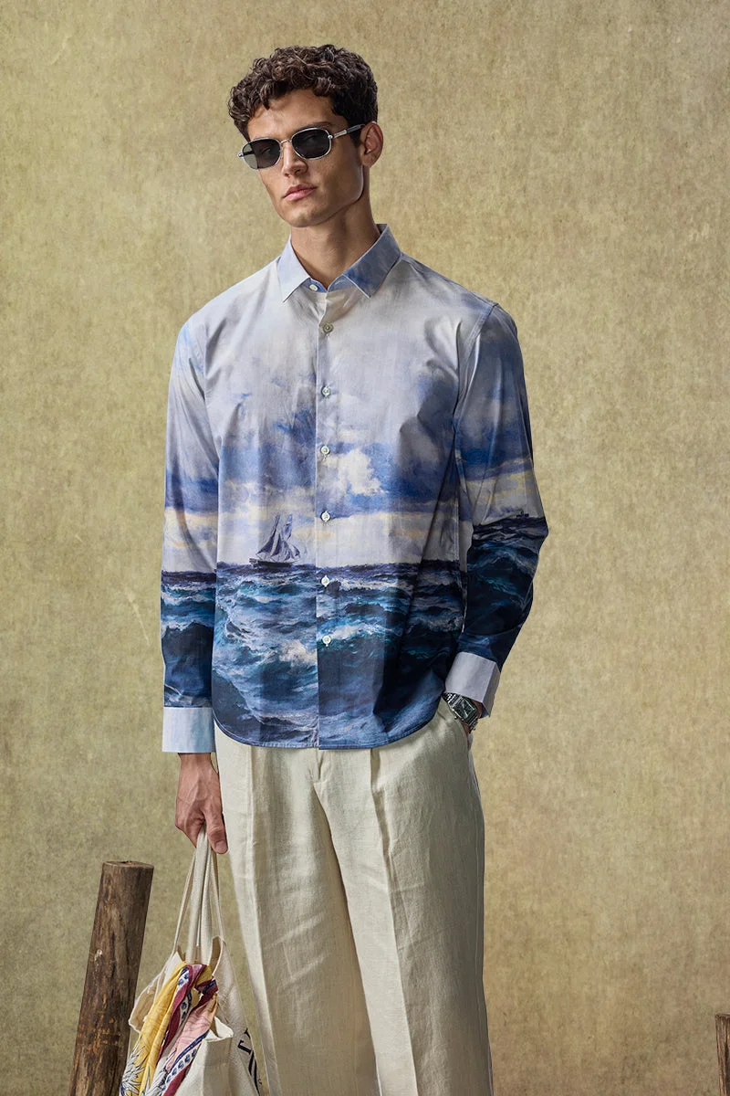 SNITCH Yacht Club Luxe Ocean Print Shirt