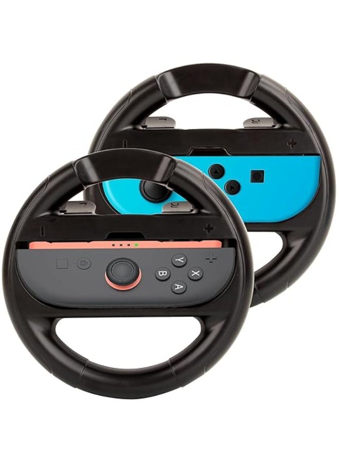 عجلة قيادة مزدوجة لـ Nintendo Switch 2 / Switch Joycon | اكسسوارات عجلة سباق Mario Kart | متوافقة مع NS2/NS/OLED Joy-Con | تصميم مانع للانزلاق - Image 1