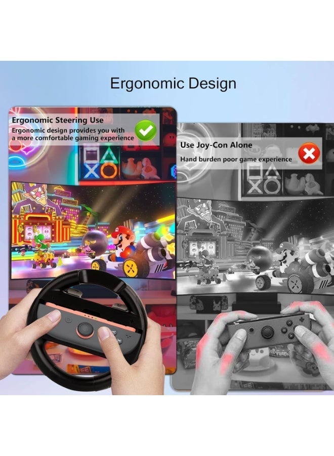 عجلة قيادة مزدوجة لـ Nintendo Switch 2 / Switch Joycon | اكسسوارات عجلة سباق Mario Kart | متوافقة مع NS2/NS/OLED Joy-Con | تصميم مانع للانزلاق - Image 3