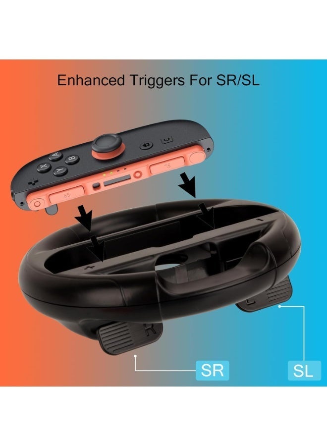 عجلة قيادة مزدوجة لـ Nintendo Switch 2 / Switch Joycon | اكسسوارات عجلة سباق Mario Kart | متوافقة مع NS2/NS/OLED Joy-Con | تصميم مانع للانزلاق - Image 2