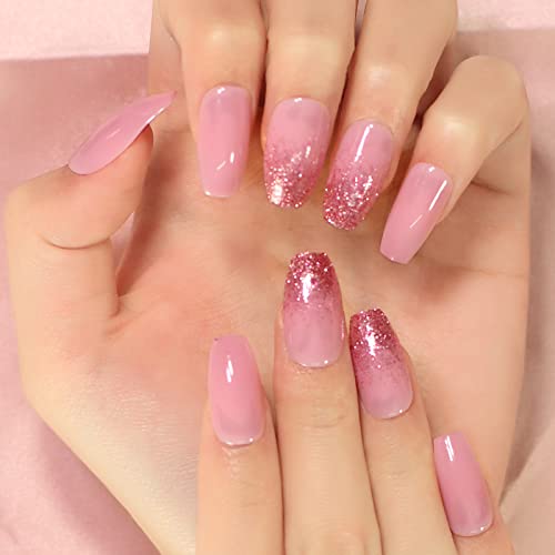 Gush Beauty Press On Nails | Reusable Nail Extensions | Artificial Fake Nails Set | For women (Weekend - Long Coffin) - Image 1