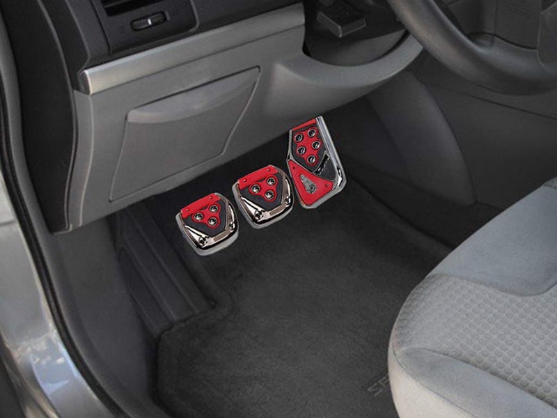 Selifaur 3 Pcs Red Non-Slip Manual Car Pedals kit Pad Covers Set for Baleno RS 2019 - Image 3