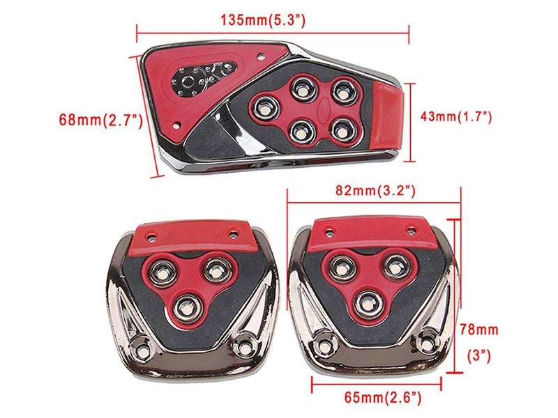 Selifaur 3 Pcs Red Non-Slip Manual Car Pedals kit Pad Covers Set for Baleno RS 2019 - Image 5