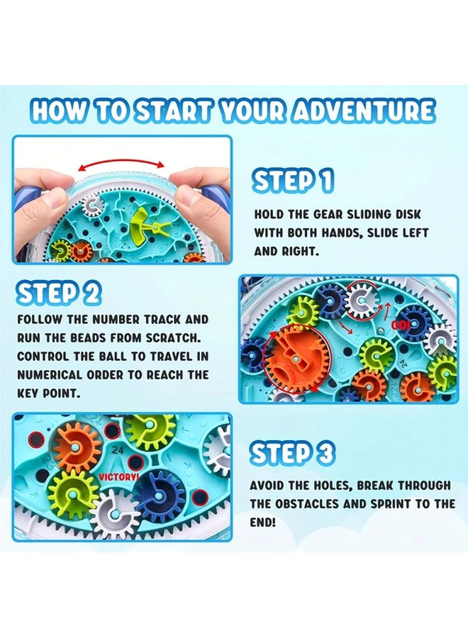 Blue 3D Gear Linkage Maze Puzzle Educational Marble Run Toy For Kids - Image 4