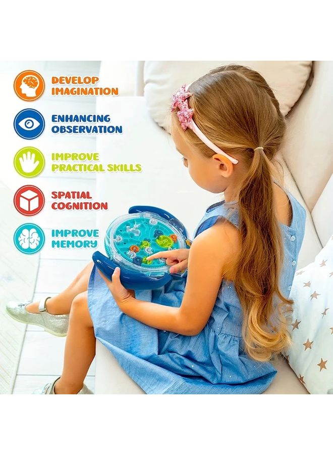 Blue 3D Gear Linkage Maze Puzzle Educational Marble Run Toy For Kids - Image 5