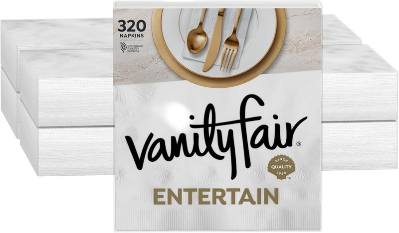 Vanity Fair Entertain Paper Napkins, 40 Count (Pack of 8), Disposable Napkins Made For Entertaining And Events - Image 1