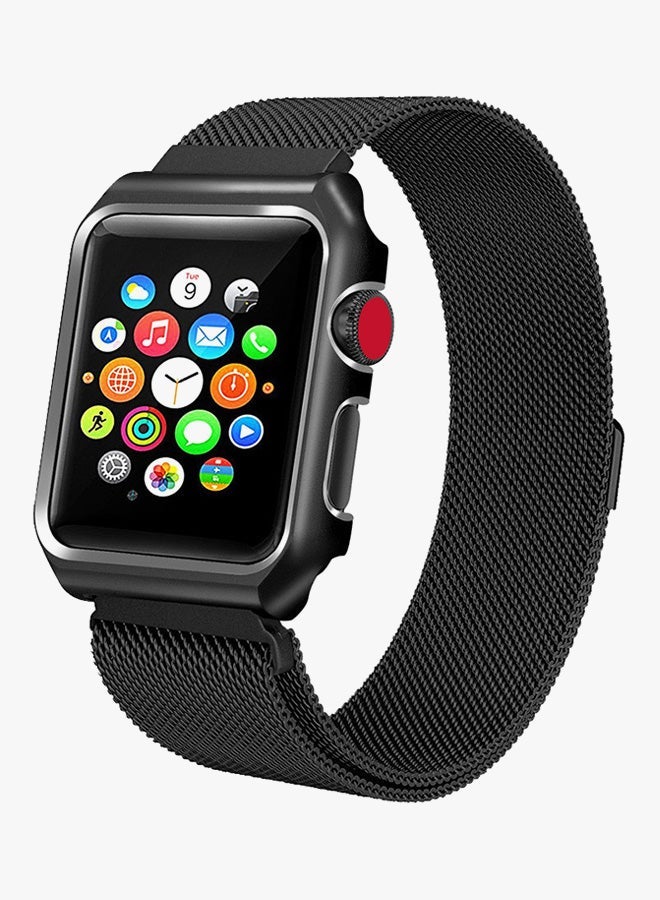 NIBEMINENT Replacement Band With Case For Apple Watch Series 3/2/1 Black - Image 2