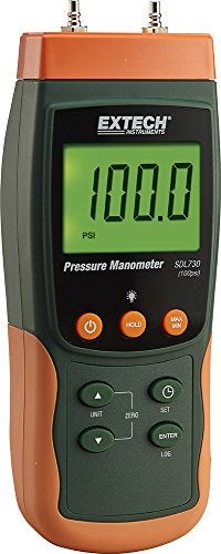 Extech SDL730 Differential Pressure Manometer and Datalogger - ±30 psi, ±2100 mbar, ±206.8 kPa, Type K/J Thermocouple Input, 99 Sets Manual Storage, 20M Point SD Card Logging, Backlit LCD Display - Image 2