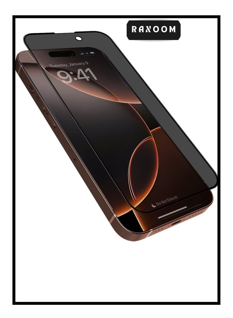 Raxoom iPhone 16 Pro Max Privacy 9H Screen Protector, Premium Tempered Glass Privacy Screen 9H Tempered Glass Film For iPhone 16 Pro Max -2 Pack Black - Image 1