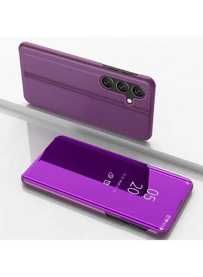 اس-توب جراب لهاتف Samsung Galaxy A25 العالمي مطلي بمرآة أفقية من الجلد مع حامل - Image 1