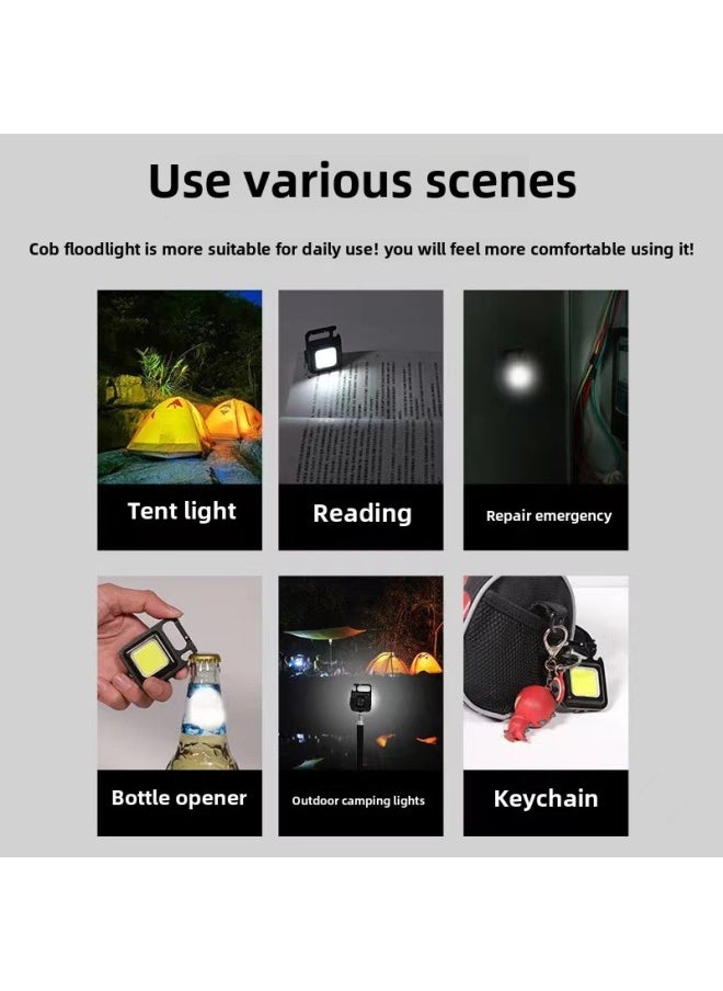 Generic Multifunctional Portable USB Mini Keychain Light Highlight COB Work Light Camp Light Emergency Outdoor Camping Light-Color:Classic Aluminum Alloy 500 MA  - Image 3