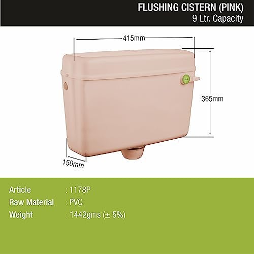 LIPKA Pink Round Flushing Cistern | PVC Flush Tank| Flush Water Tanks For Toilet with 9 Ltr. Capacity - Image 2