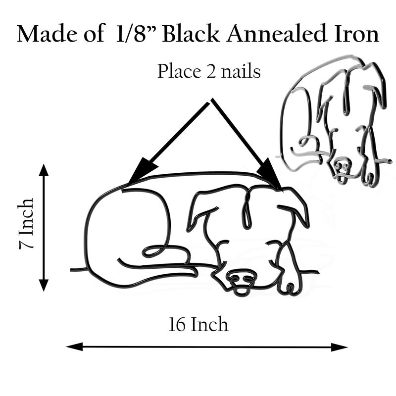Matani Metal Dog Wall Decor | Minimalist Room & Living Room Wall Decor - Sleeping Labrador & Pitbull - Image 2