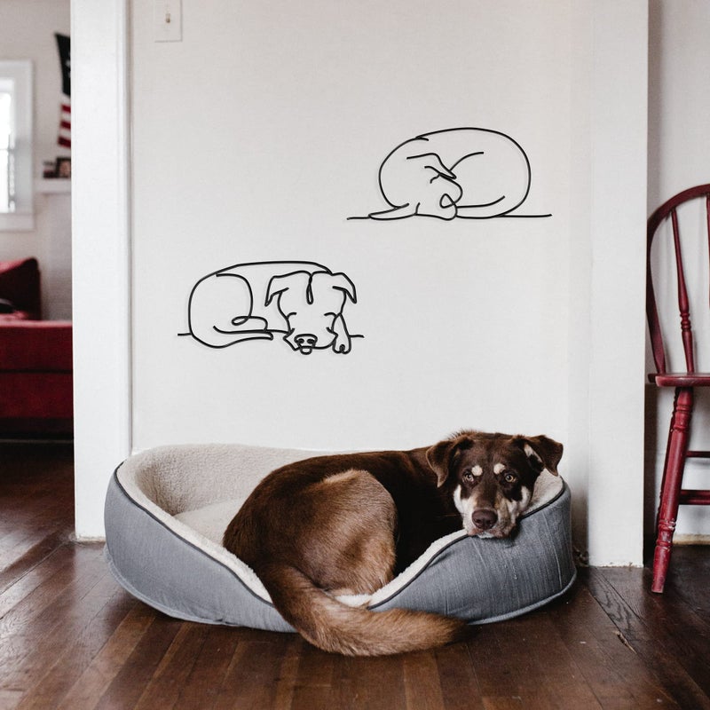 Matani Metal Dog Wall Decor | Minimalist Room & Living Room Wall Decor - Sleeping Labrador & Pitbull - Image 4