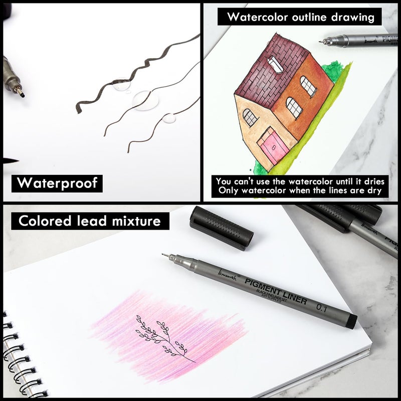 Brusarth Extra Fine Point Writing Pens: 3 Pack, 0.25mm, Black Micro-Pen Fineliner Waterproof Archival Ink Pens for Art Watercolor, Sketching, Anime, Manga, Design for Beginners & Artists - Image 2