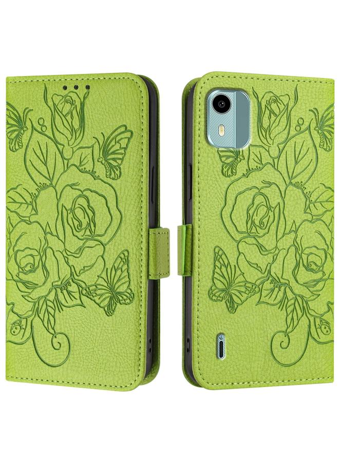 S-TOP Case For Nokia C12 Embossed Rose RFID Anti-theft Leather Phone Case - Image 2