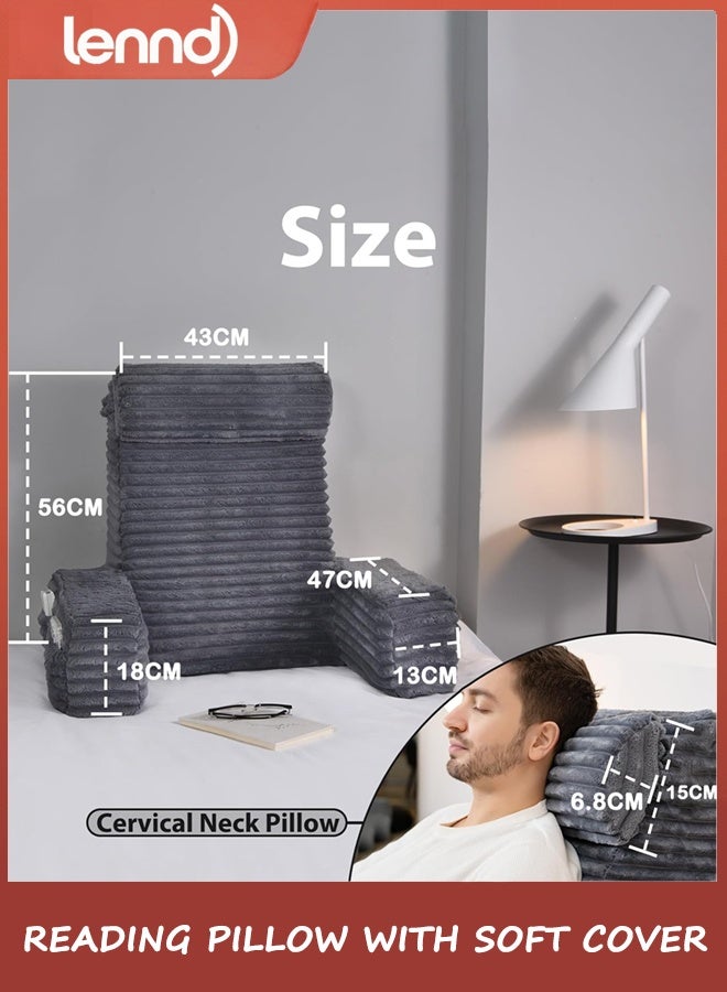 LENND Reading Pillow for Sitting in Bed Adult, XL Back Pillow for Bed Sitting up, Back Support Chair Pillow for Sitting up/Watching TV/Reading/Gaming/Resting/Post Surgery,Dark Grey - Image 5