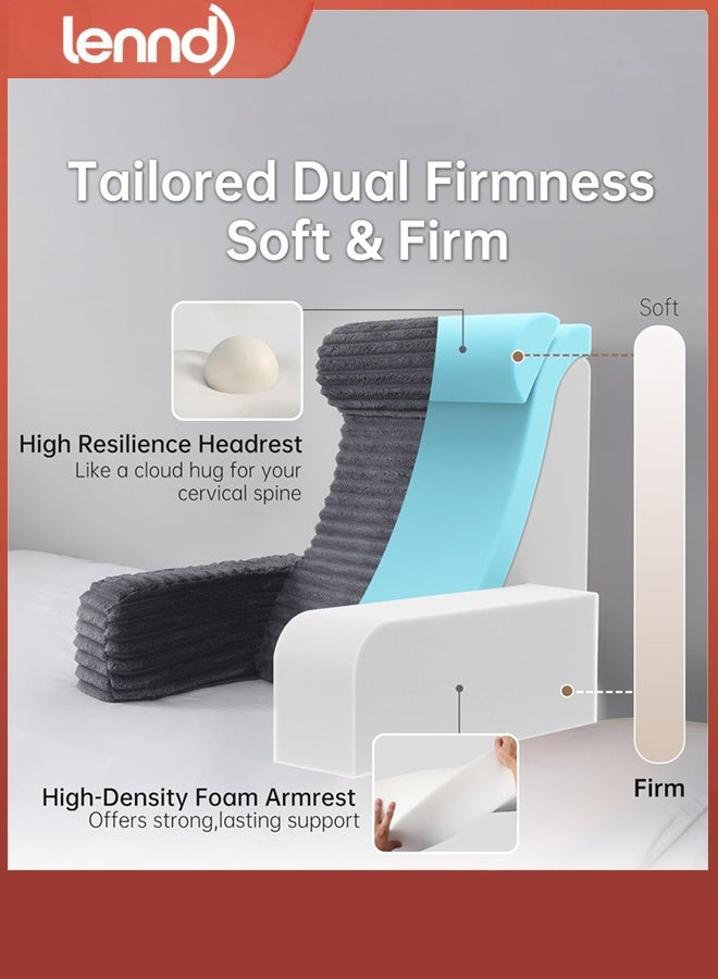 LENND Reading Pillow for Sitting in Bed Adult, XL Back Pillow for Bed Sitting up, Back Support Chair Pillow for Sitting up/Watching TV/Reading/Gaming/Resting/Post Surgery,Dark Grey - Image 2