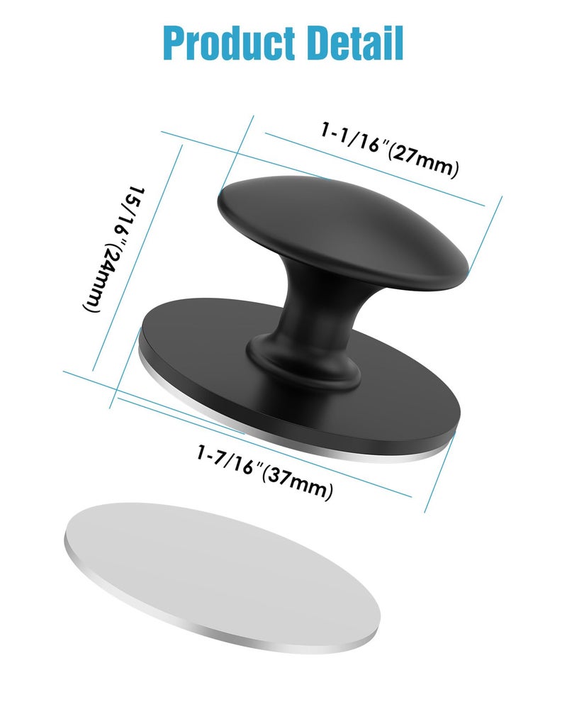 MeBantoo 5 Pack Black Self-Adhesive Cabinet Knobs, Self-Stick Hardware Kitchen Cabinet Handles, No-Punch Peel and Stick Drawer Knobs for Refrigerators, Dressers, Windows, Closets - Image 5
