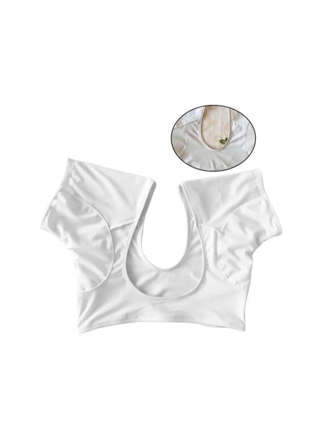 Underarm Sweat Pads Sweat Guard Underwear Vest Short Sleeve Dress Shields Sweat Shields Armpit Pads for Women Girls Ladies White 