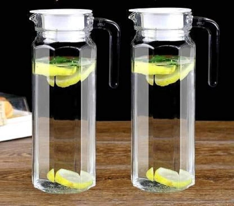 Goronics Goronics Glass Pitcher with Lid -(1.1 l) Glass Water Pitcher - Cold Water Carafe for Ice Tea, Lemonade, Coffee - Elegant and Modern - Practical Spout Pitchers for Drinks  - Image 2