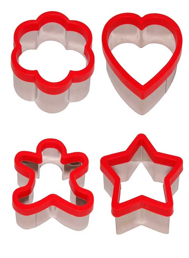 RIANZ Soft Grip Cookie Cutter Set of 4 - Ginger Bread Man, Heart, Star, and Flower Shapes - 3 Inch - Image 1