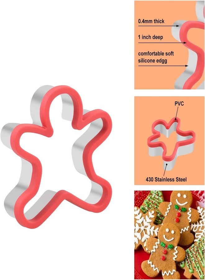 RIANZ Soft Grip Cookie Cutter Set of 4 - Ginger Bread Man, Heart, Star, and Flower Shapes - 3 Inch - Image 5