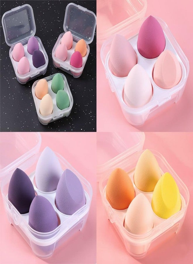 Fixily Makeup Beauty Blender Sponges 4 Pieces, Latex-Free, Teardrop Shape, Professional Cosmetic Applicators with Storage Case Water Drop Gourd Oblique Cut Powder Puff, Makeup Cleaning Puff, Dry & Wet Use - Image 2