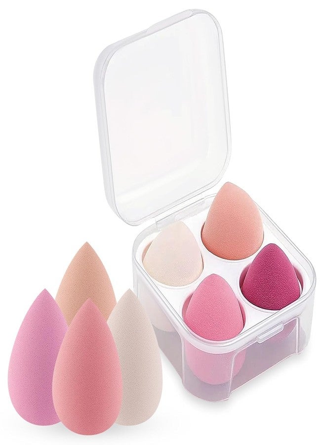 Fixily Makeup Beauty Blender Sponges 4 Pieces, Latex-Free, Teardrop Shape, Professional Cosmetic Applicators with Storage Case Water Drop Gourd Oblique Cut Powder Puff, Makeup Cleaning Puff, Dry & Wet Use - Image 3
