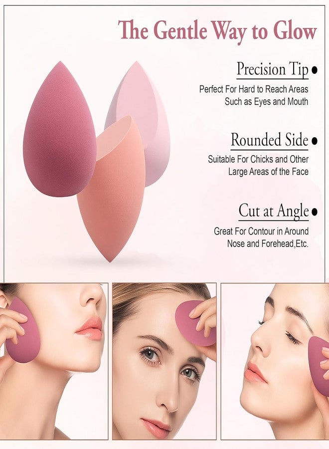 Fixily Makeup Beauty Blender Sponges 4 Pieces, Latex-Free, Teardrop Shape, Professional Cosmetic Applicators with Storage Case Water Drop Gourd Oblique Cut Powder Puff, Makeup Cleaning Puff, Dry & Wet Use - Image 4