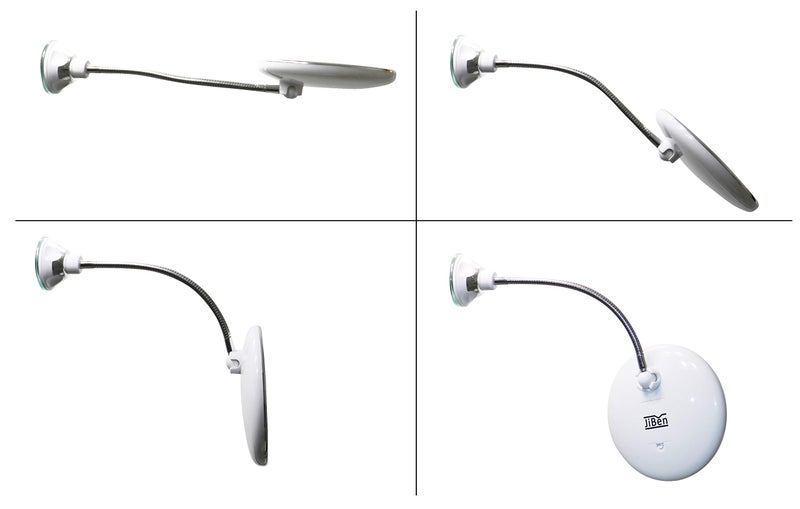 JiBen مرآة مكياج مضيئة LED مرنة بعمود مرن 10X مع كوب شفط بقفل طاقة ودوران 360 درجة، مرآة محمولة بدون سلك للسفر والمنزل - Image 4
