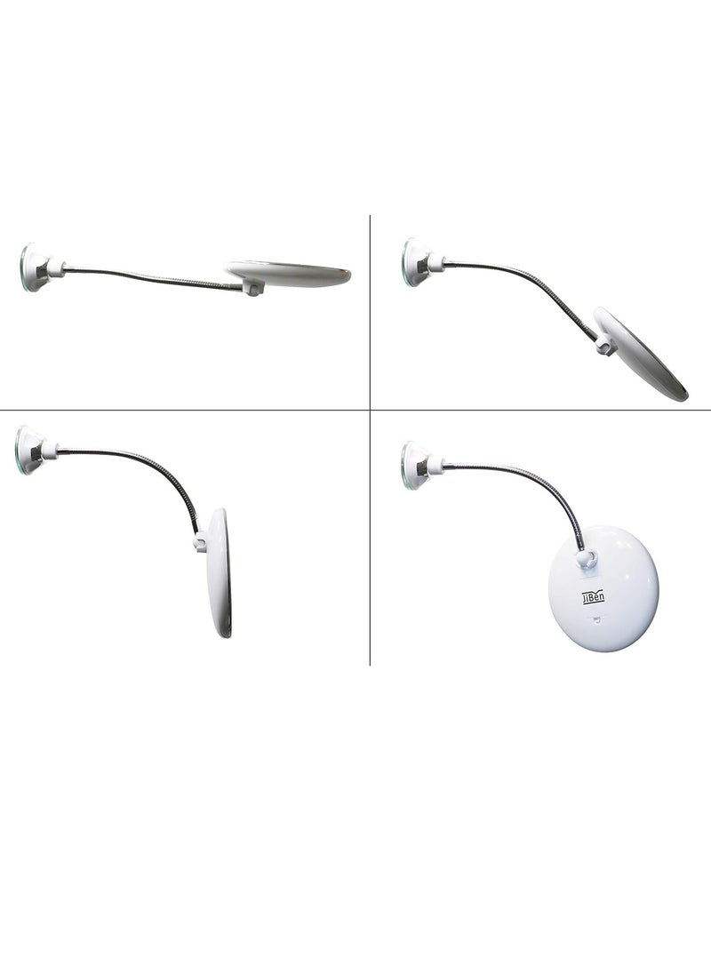 JiBen - JiBen Flexible Gooseneck LED Lighted 10X Magnifying Makeup Mirror with Power Locking Suction Cup and 360 Degree Swivel, Portable Cordless Travel and Home Bathroom Vanity Mirror - Image 1