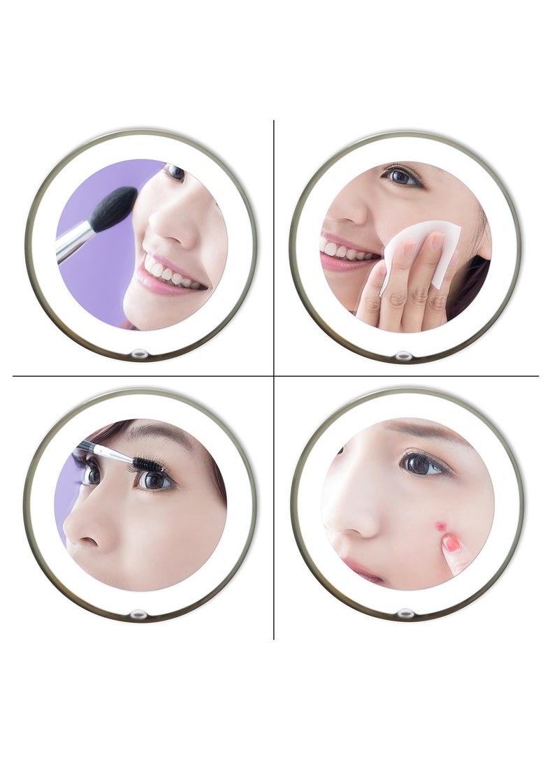 JiBen - JiBen Flexible Gooseneck LED Lighted 10X Magnifying Makeup Mirror with Power Locking Suction Cup and 360 Degree Swivel, Portable Cordless Travel and Home Bathroom Vanity Mirror - Image 1